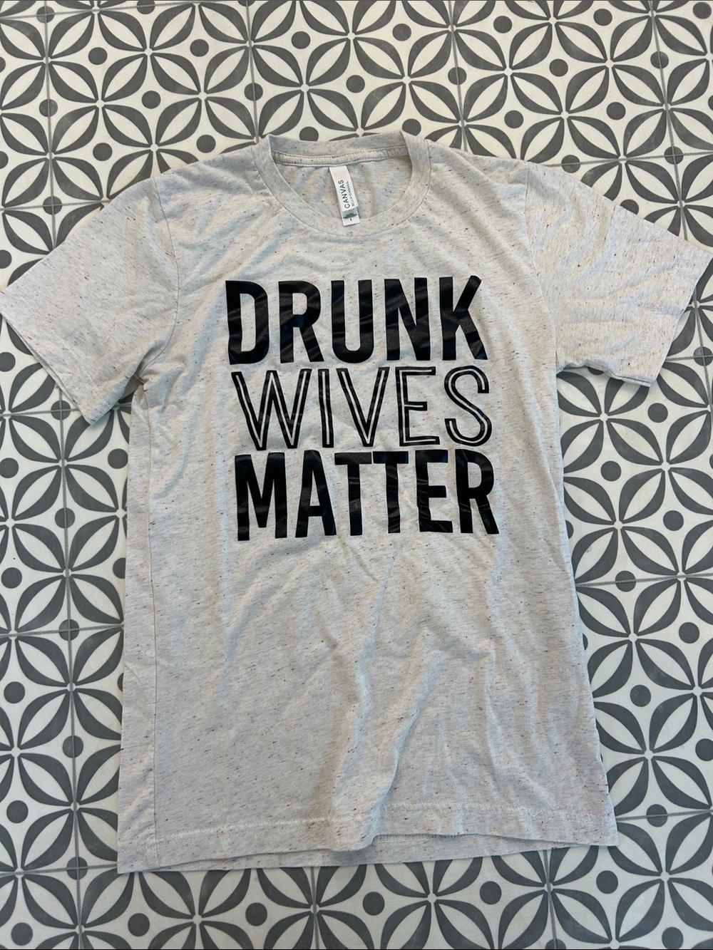 Bella Canvas Heather Cream Tee with Black 'Drunk Wives Matter' Graphic